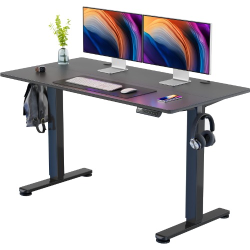 ErGear Height Adjustable Electric Standing Desk, 55 x 28 Inches Sit Stand up Desk, Memory Computer Home Office Desk (Black) - 55*28 Inch Black