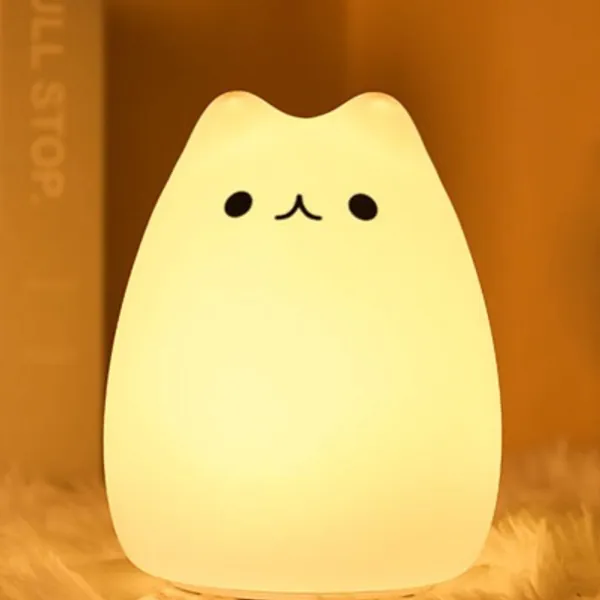 Cute Cat Lamp, Kawaii Animal Nightlights with Remote/Tap Control, Rechargeable Cat Night Light, Kitty lamp, Kitty Night Light for Kids Toddler Baby Girls Boys Women Mom Teen Girls Cat Lovers
