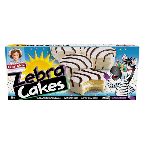 Little Debbie Zebra Cakes, 10 Twin-Wrapped Cakes, 13.0 OZ Box - Vanilla - 13 Ounce (Pack of 1)
