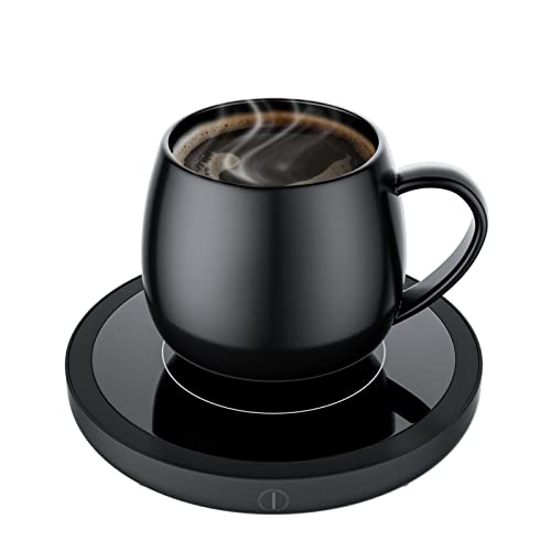 Calentador de Taza de café Calentador de Tazas Inteligente con 3 configuraciones de Temperatura Calentador de Bebidas eléctrico Apagado automático, Calentador de café, té y Leche (sin Taza) - Round-black