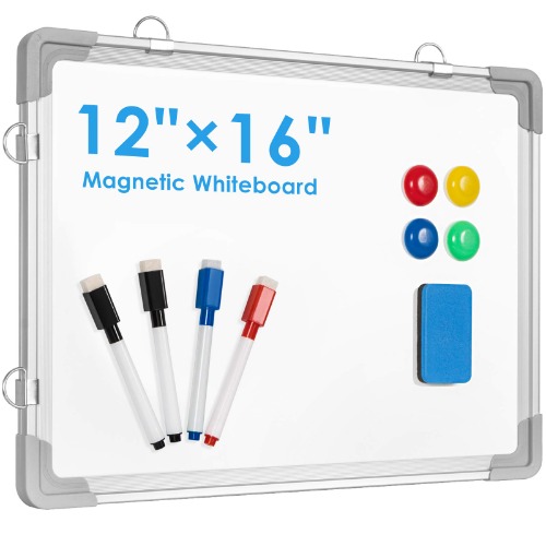 Small Dry Erase White Board, ARCOBIS 12" x 16" Magnetic Hanging Double-Sided Whiteboard for Wall, Portable Mini White Board for Drawing, Kitchen Grocery List, Cubicle Planning Memo Board