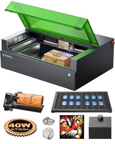 xTool S1 40W(40,000mW) Class 1 Enclosed Laser Cutter and Engraver Machine with Rotary for Tumblers, 19.6 * 12.5" Working Area, 600mm/s Batch Process, Laser Cutting