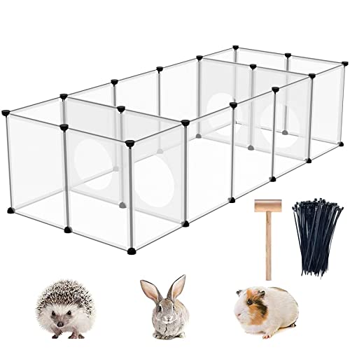 C&AHOME Pet Playpens, Small Animal Indoor Playpen, DIY Exercise Fence, Playpen Cage, Expanded & Portable Design for Guinea Pigs, Puppy, 61.4" L x 25.4" W x 16.4" H UPP3040W