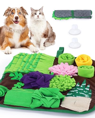 CiyvoLyeen Succulent Snuffle Mat for Dogs and Cats Small Pets Treat Toy Dog Enrichment Toys Dog Puzzle Slow Eating Mat Foraging Mat for Rabbit Pig Stress Relief Puppy Birthday Gift for Pet - For Small or Medium Pet