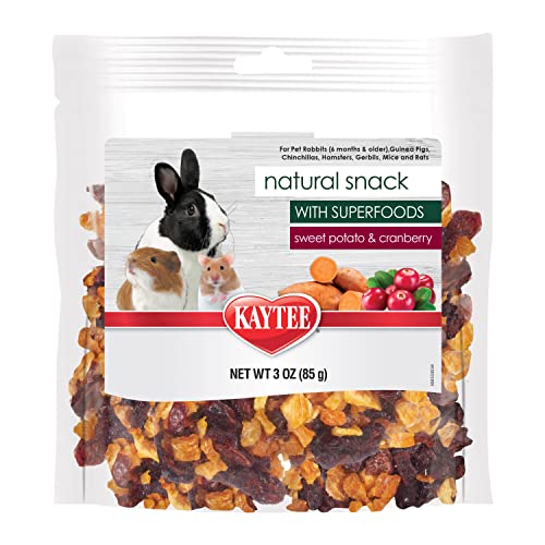 Kaytee Natural Snack with Superfoods For Pet Guinea Pigs, Rabbits, Hamsters, and Other Small Animals, Sweet Potato & Cranberry, 3 Ounces - Sweet Potato & Cranberry