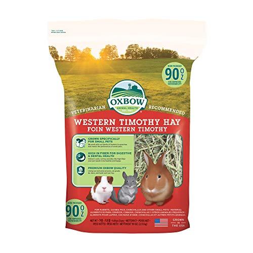 Oxbow Animal Health Western Timothy Hay - All Natural Hay for Rabbits, Guinea Pigs, Chinchillas, Hamsters & Gerbils -Veterinarian Recommended- Grown in the USA-90 oz. - 5.62 Pound (Pack of 1)