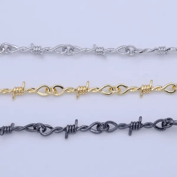 Barbed Wire Chain By Yard Gothic Designed 32.7mm x 9.6mm Gold, Silver, Black Wholesale Roll Chain - Roll-1004
