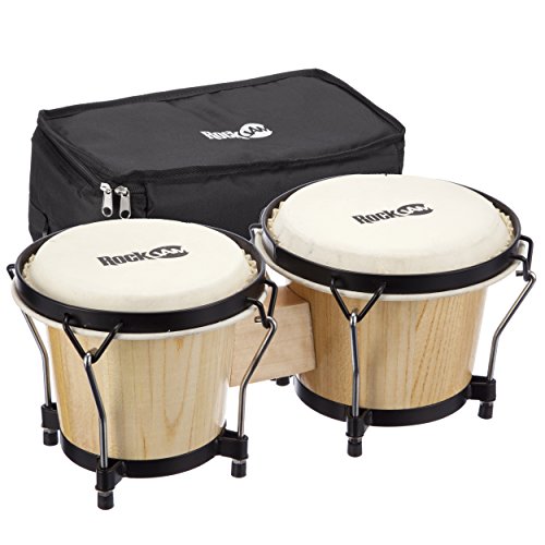 RockJam RJ-100300 7" and 8" Bongo Set with Padded Bag and Tuning Wrench Natural - Natural