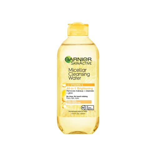 Garnier SkinActive Micellar Water with Vitamin C, Facial Cleanser & Makeup Remover, 13.5 Fl Oz (400mL), 1 Count (Packaging May Vary) - 13.4 Fl Oz (Pack of 1)