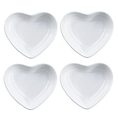 Bicuzat Heart-shaped Multipurpose Ceramic Sauce Dish Seasoning Dishes Sushi Dipping Bowl Appetizer Plates(Set of 4) - Heart - 4 Pack