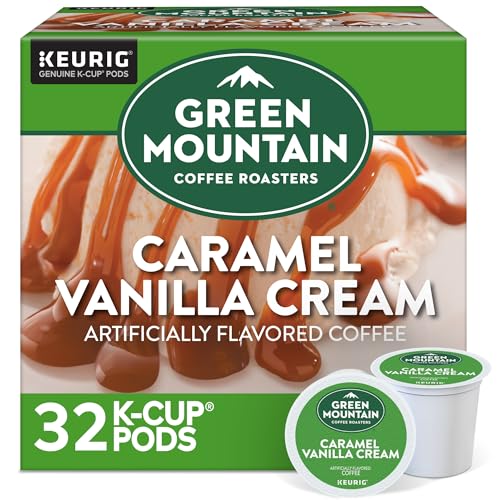 Green Mountain Coffee Roasters Caramel Vanilla Cream, Single-Serve Keurig K-Cup Pods, Flavored Light Roast Coffee Pods, 32 Count - Caramel Vanilla Cream - 32 Count (Pack of 1)
