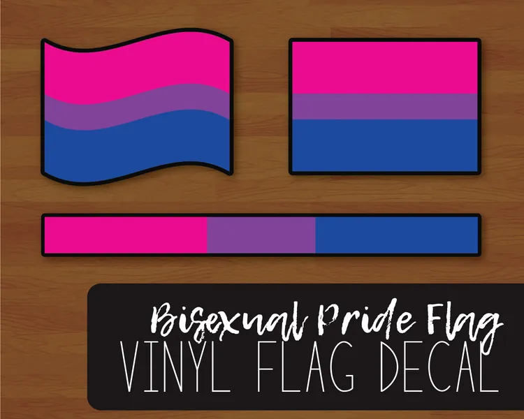 Bisexual Pride Flag Decal - Bi Pride Flag Layered Vinyl Sticker - Smooth Flag, Waving Flag, Colour Bar