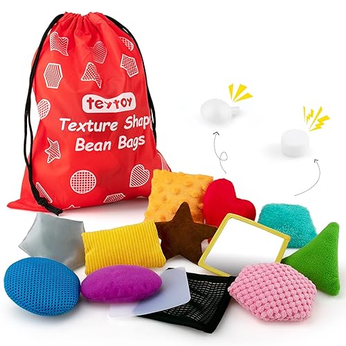 teytoy Sensory Bean Bag, Texture Beanbags, Set of 12 Fidget Toys for Autism, Shape Bags with Preschoolers, Fine Motor & Play Boys and Girls - Multicolor