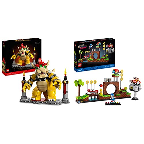 LEGO 71411 Super Mario The Mighty Bowser, 3D Model Building Kit & 21331 Ideas Sonic the Hedgehog – Green Hill Zone Collectible Set - + 21331 Ideas Sonic the Hedgehog