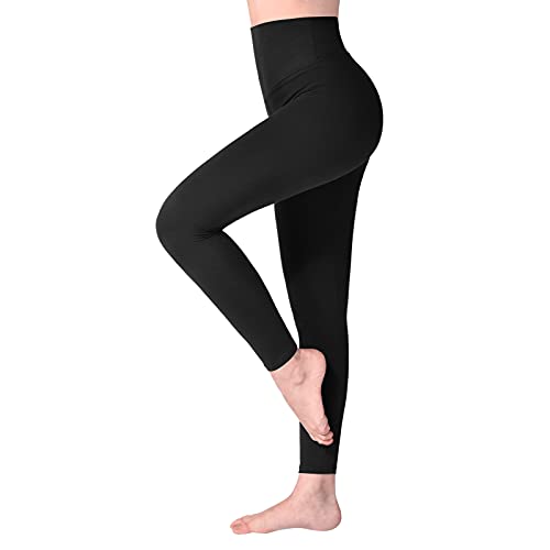 SINOPHANT High Waisted Leggings for Women, Buttery Soft Elastic Opaque Tummy Control Leggings,Plus Size Workout Gym Yoga Stretchy Pants - #1 Pack, Black - L-XL