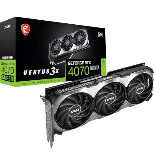 MSI GeForce RTX 4070 SUPER 12G VENTUS 3X OC Gaming Graphics Card - 12GB GDDR6X, PCI Express Gen 4, 192-bit, 3x DP v 1.4a, HDMI 2.1a (Supports 4K & 8K HDR) - RTX 4070 SUPER 12G VENTUS 3X OC