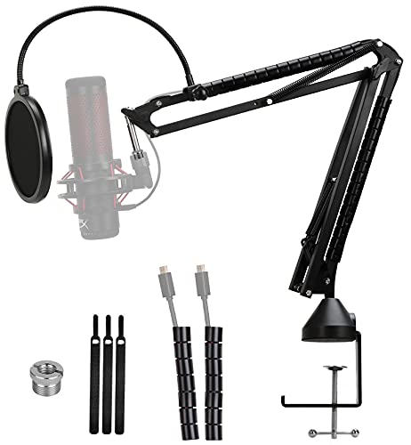 Quadcast Mic Boom Arm with Pop Filter - Advanced Microphone Arm Compatible with HyperX QuadCast Microphone, Professional Adjustable Scissor Microphone Stand by YOUSHARES - Quadcast Mic Arm