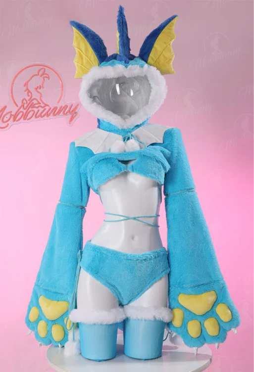 PM Derivative Furry Paw Sexy Lingerie Kawaii Plush Homewear Paw Gloves Hoodie and Bra Panty with Stockings