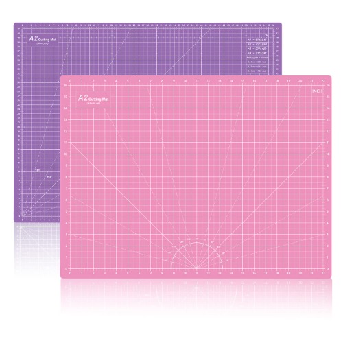 HEADLEY TOOLS Self Healing Cutting Mat, 18" x 24" Rotary Cutting Mat, A2 Double Sided 5-Layer Craft Cutting Board for Fabric Quilting Sewing Hobby Scrapbooking Arts and Crafts Project (Pink/Purple) - 18 x 24 inch Pink/Dark Purple