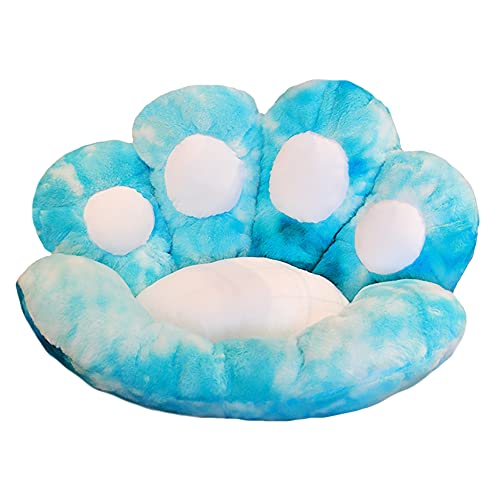 Kelendle Cat Paw Seat Cushion Plush Lazy Sofa Office Chair Cushion Warm Floor Mat Cute Seat Pillow Cozy Floor Cushion with Backrest for Living Room Bedroom Lumbar Support Pillow Blue S - Blue Tie Dye