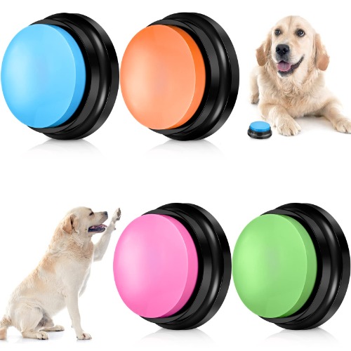 Voice Recording Button Dog Buttons for Communication Recordable Dog Talking Buttons Set Dog Voice Command Buttons 30 Second Record and Playback for Dog Cats Pet Training Buzzer 4 Packs (Bright Color) - Bright Color