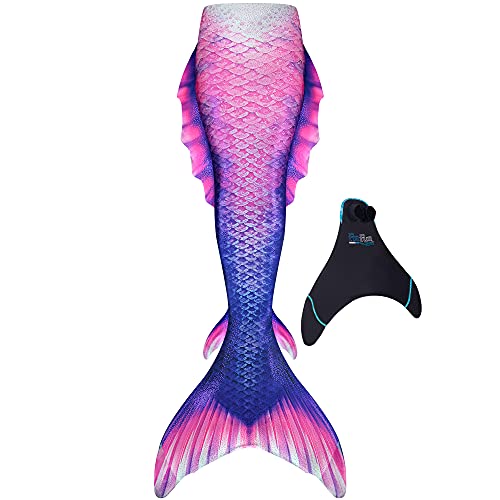 Fin Fun Atlantis Kids Wear-Resistant Mermaid Tails for Swimming - Monofin Included - Kids Sizes - 12 - Orchid Dusk