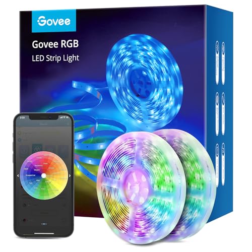 Govee Smart LED Strip Lights, 65.6ft WiFi LED Strip Lighting, Work with Alexa and Google Home, DIY Mode and Music Sync RGB LED lights for Bedroom Living Room 2 Rolls of 32.8ft (No Remote Control) - 65.6 FT