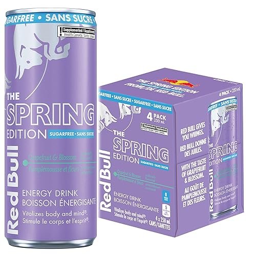 Red Bull Energy Drink, Grapefruit & Blossom, Sugarfree, 250ml (4 pack)