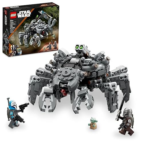 LEGO Star Wars Spider Tank 75361, Building Toy Mech from The Mandalorian Season 3, Includes The Mandalorian with Darksaber, Bo-Katan, and Grogu 'Baby Yoda' Minifigures, Gift Idea for Kids Ages 9+ - Multi-color