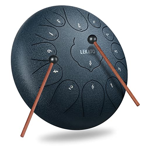 Steel Tongue Drum 12 Inch 13 Notes, LEKATO Steel Drum C Key Beginner Zen Drum Percussion for Meditation Yoga Musical Education, Best Gift for Adults - 12 inch 13 note - Navy Blue