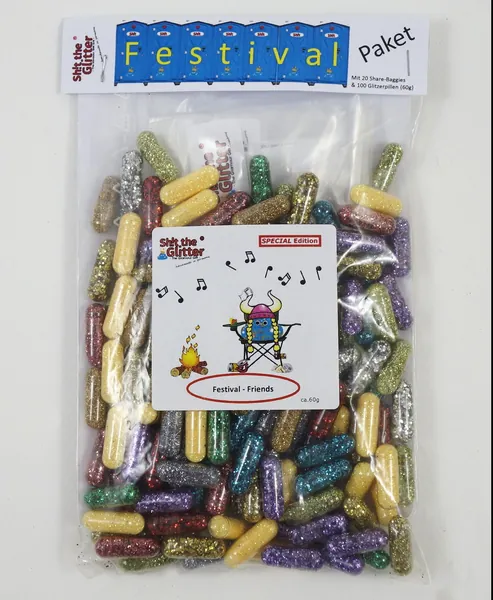 Shit The Glitter - Festival Package (About 60g Glitter Pills) for The Summer. Make The loo More Colorful, Motivation Helper, Party Hard Article, Coachella Fun, Beauty Product, Joke itms,Spring Break - 