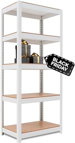 HOMEDANT House 5 Tier Laminated Metal Shelving Unit Adjustable Storage Utility Rack Heavy Duty Shelves Organization Multipurpose Shelf Kitchen Garage Pantry Closet 24.4" W x 16.5" D 59.5" H 1 Pack - 1 - 24.4" W x 16.5" D x 59.5" H