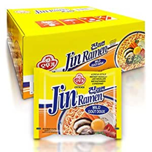 [OTTOGI] Jin Ramen, Mild Flavor - Korean Instant Ramen Noodle, Best Tasting Soup Traditional Instant Ramen (120g) -18 Pack - Jin Mild