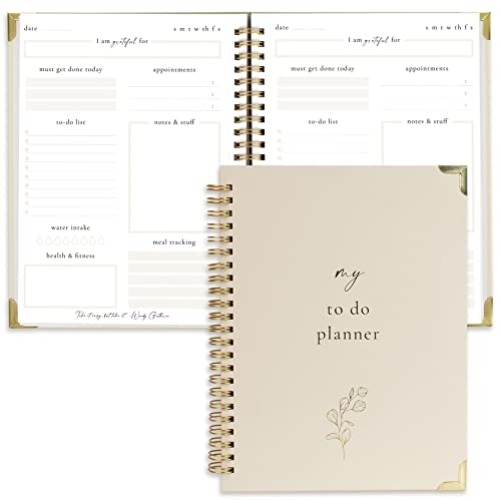 Simplified To Do List Notebook - Aesthetic Daily Planner to Easily Organize Your Tasks And Boost Productivity - Stylish Undated Planner And School or Office Supplies For Women - Beige