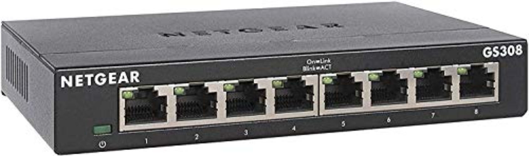 NETGEAR 8 Port Gigabit Network Switch (GS308) - Ethernet Switch - Ethernet Splitter - Plug-and-Play - Silent Operation - Desktop or Wall Mount - 8 Port