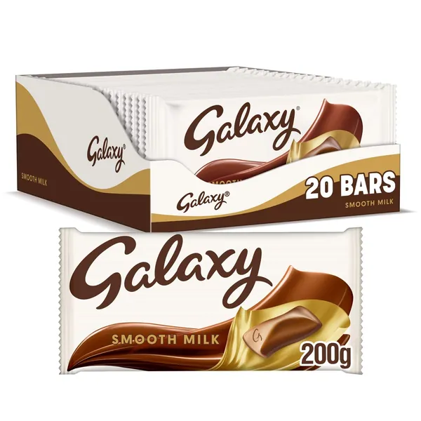 Galaxy Smooth Milk Chocolate Bars for Sharing, 20 Bars of 200 g, (Packaging May Vary)