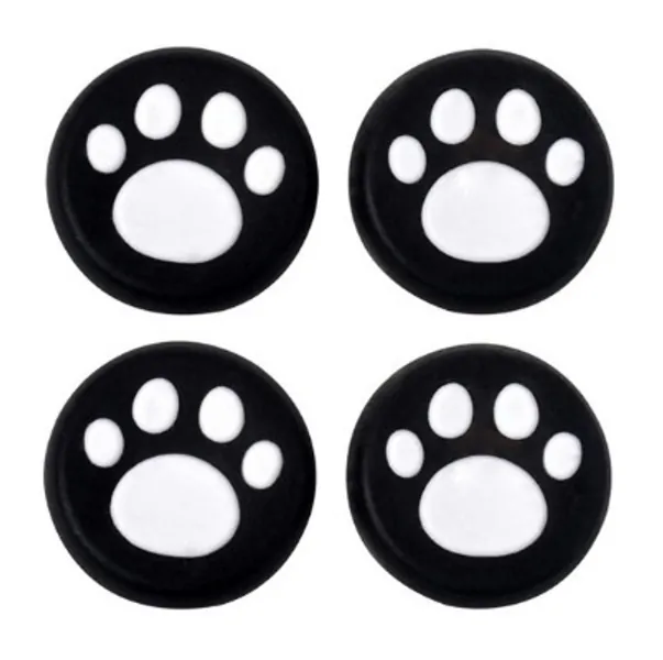 Paw Print Silicone Thumb Stick Grip Caps - Protect / Cover Analog Sticks on PS4, Xbox 360, PS3 Controllers and More - (White, 4pcs)