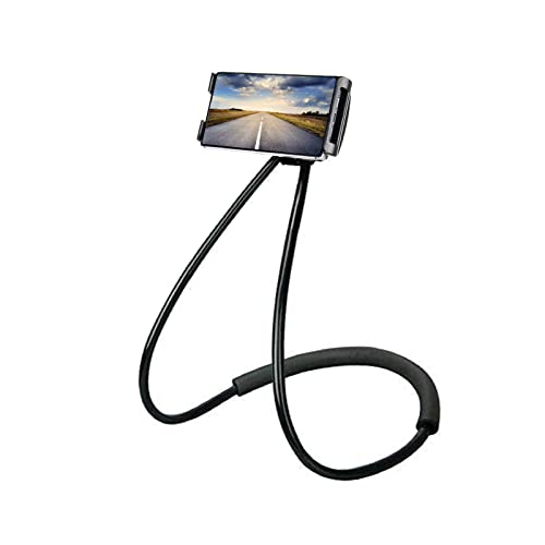 Universal Smart Mobile Phone Stand,Hanging on Neck Cell Phone Mount Holder, Flexible Lazy Bracket DIY Free Rotating for Multiple Functions (Black) (Black) - Black