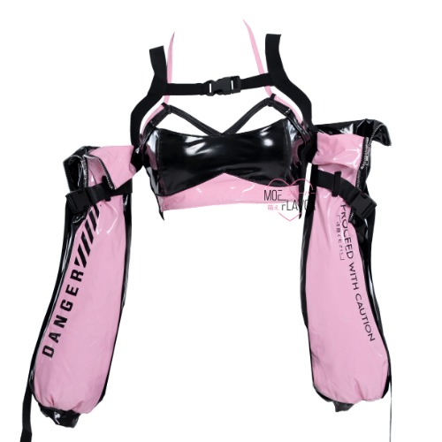 Danger Cyber Cat Outfit - Pink & Black / Top / S/M