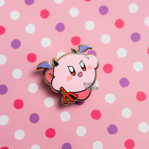 Devil and Angel Poyo Hard Enamel Pin, Halloween Collection - Devil / [A Grade] / Simple Rubber Back