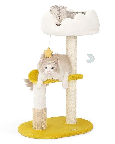 Happi N Pets Cloud Cat Tree, 31.5in Multi-Level Indoor Cat Tower with Scratching Posts, Viewing Perch, Removable & Washable Cushions, Cat Activity Tree with Dangling Toy - 31.5"