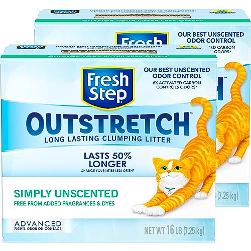 Fresh Step Outstretch, Clumping Cat Litter, Advanced, Unscented, Extra Large, 32 Pounds total (2 Pack of 16lb Boxes) - Unscented - 32 lb