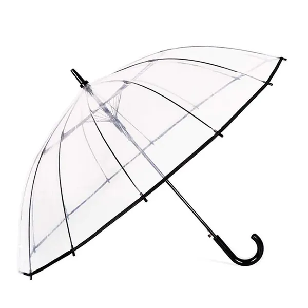 Transparent umbrella Automatically Open Dome Umbrella Windproof J-hook Handle Clear Umbrella Suitable for Outdoor Weddings for Men and Women