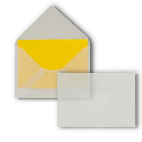 100 x transparent envelopes - DIN C6 - 114 x 162 mm - 92 g/m² - envelopes with wet seal without window - for greeting cards and invitations
