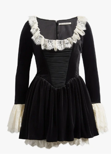 House of CB - Czarina Lace Trim Ruffle Minidress