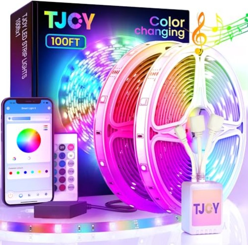 200ft Bluetooth Long LED Strip Lights, Music Sync LED Lights Strip, RGB Color Changing LED Lights for Bedroom with Remote,Smart Phone APP Control, Ceiling Living Room Decor (APP+Remote+Mic/2 Roll) - 200ft