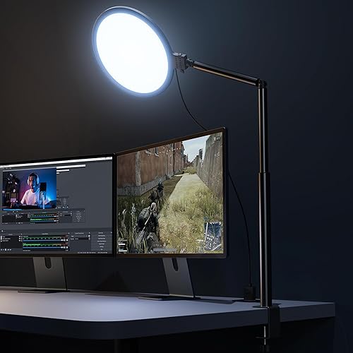Weilisi 10.2" Desk Ring Light with Stand for Zoom Meetings, Ring Light for Desk with Clamp, 360° Rotate & Flexible Height Video Conference Light, Adjust Arm Desk Lamp Zoom Light for Home Office