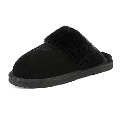 DREAM PAIRS Women's House Slippers Indoor Fuzzy Fluffy Furry Cozy Home Bedroom Comfy Winter Cute Warm Outdoor Shoes - 8.5-9 - Black