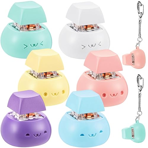 Taiyin 6 Pcs Decompression Toys Keyboard Clicker Toy Keyboard Cube Mechanical Key Button Stress Relief for Adult Gifts to Relief Pass Time