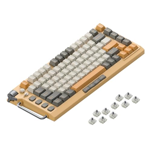nuphy Field75 Gaming Keyboard,83 Keys,RGB Wireless Mechanical Keyboard,Bluetooth,2.4G,USB C Rechargeable for Windows, macOS, Android, iOS- Ethereal Cherry Speed Silver - Cherry Speed Silver - Orange